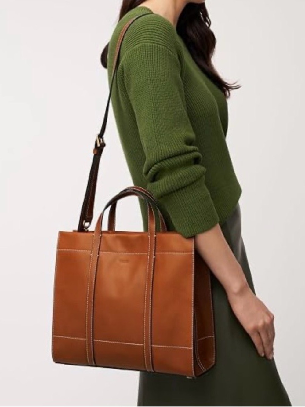 Fossil Carmen Tote Bag - Beautiful Rich Caramel Brown Structured Leather